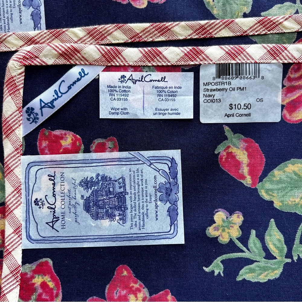 4PC April Cornell Home Collection Strawberry Oil PM Rose Floral Placemat SET - Picture 13 of 16